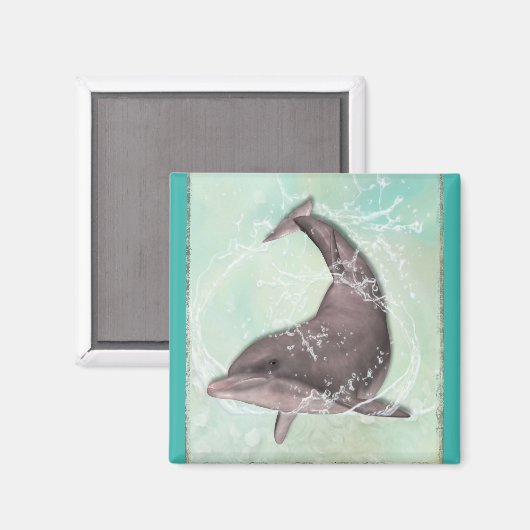 Aimant Dauphin se balançant dans l'eau verte d'Aqua (Recto/Verso)