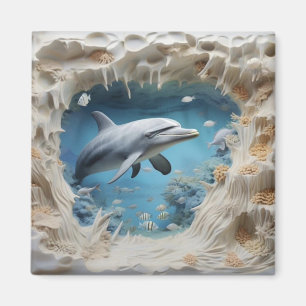 Aimant Dauphin sous-marin 3D
