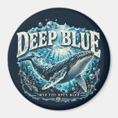 Aimant d'aventure de baleine bleu profond océan (Devant)