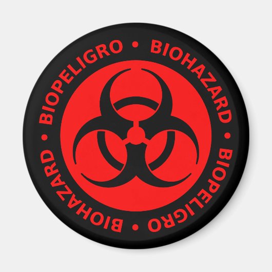 Aimant d'avertissement de risque biologique rouge (Devant)