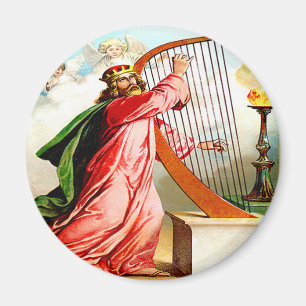 Aimant David félicitant un dieu sur l'aimant d'harpe