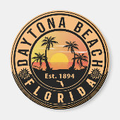 Aimant Daytona Beach Florida Retro Sunset Souvenirs (Devant)