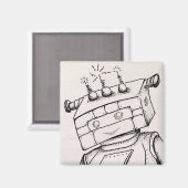 Aimant de 2 po avec dessin robot (Recto/Verso)