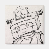 Aimant de 2 po avec dessin robot (Devant)