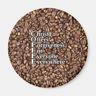 Aimant de 2¼ pouces Fèves de café Christ Offres Pa