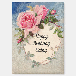 Aimant de anniversaire Fleurs roses roses vintage