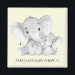 Aimant de Baby shower d'éléphant jaune<br><div class="desc">Aimant Eléphant mignon pour un baby shower neutre. Changez l'arrière - plan en cliquant sur customiser et utilisez notre sélecteur de couleurs!. Objets correspondants disponibles dans notre boutique.</div>
