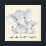Aimant de Baby shower d'éléphant jaune<br><div class="desc">Aimant Eléphant mignon pour un baby shower neutre. Changez l'arrière - plan en cliquant sur customiser et utilisez notre sélecteur de couleurs!. Objets correspondants disponibles dans notre boutique.</div>