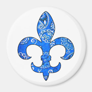 Aimant de Bandana de Fleur de lis Blue