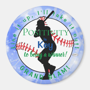 Aimant de baseball de positivité bleu clair HAMbyW