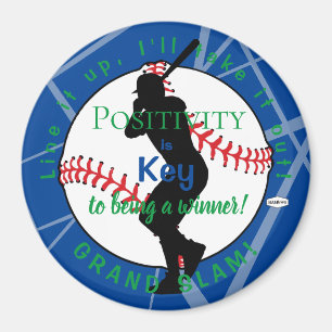 Aimant de baseball de positivité bleu clair HAMbyW