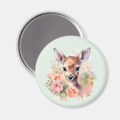 Aimant De Beaux Cerfs Entourés De Roses (Recto/Verso)