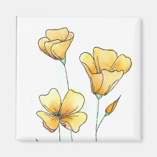 Aimant De belles coquelicots aquarelle de Californie