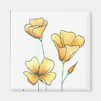 Aimant De belles coquelicots aquarelle de Californie