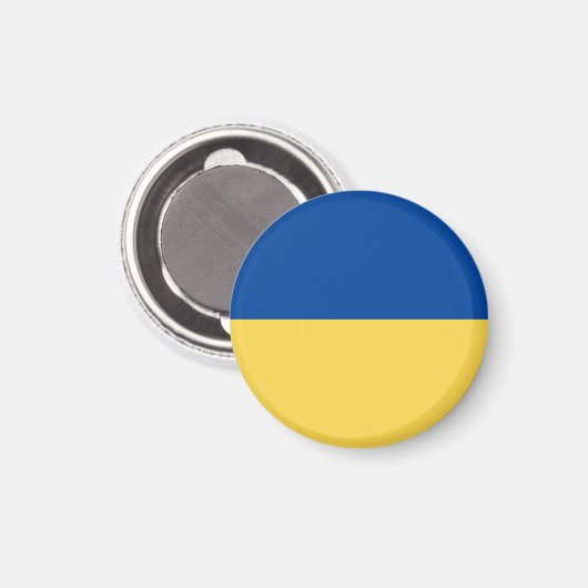 AIMANT DE BUTTON SUR LE DRAPEAU UKRAINIEN (Recto/Verso)