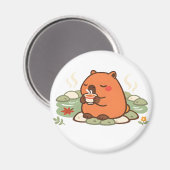 Aimant de Capybara Mignon à la Pause Thé dans l'On (Recto/Verso)