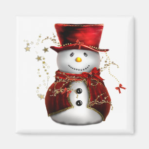Aimant de carré de bonhomme de neige de Noël