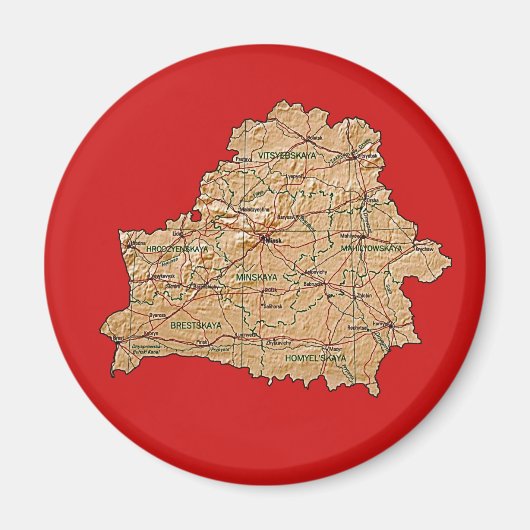 Aimant de carte de Biélorussie (Devant)