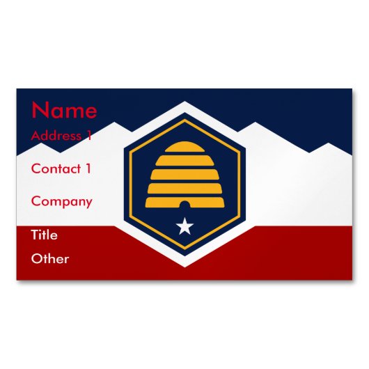 Aimant de carte de visite avec drapeau de l'Utah, (devant)