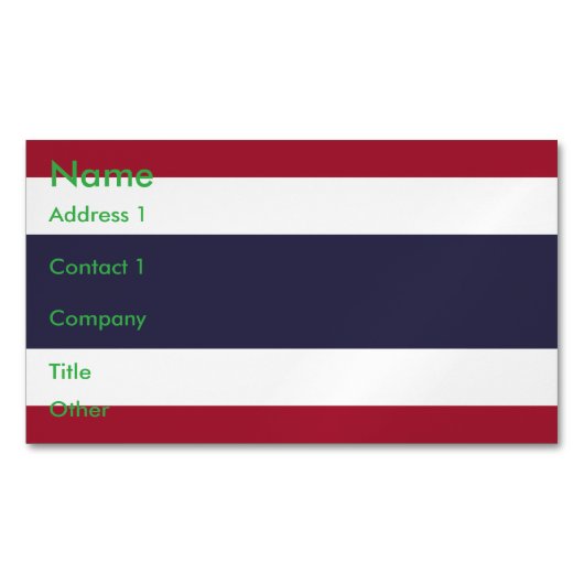 Aimant de carte de visite avec drapeau de Thaïland (devant)