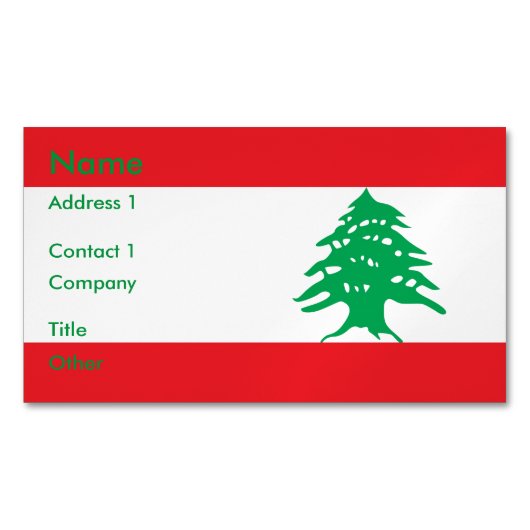 Aimant de carte de visite avec drapeau du Liban (devant)