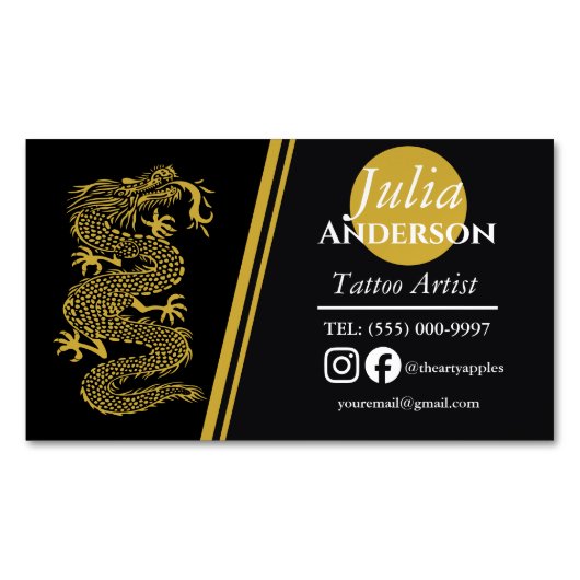 Aimant de carte de visite de tatouage moderne (devant)