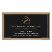Aimant de carte de visite en bois QR Code Construc (devant)