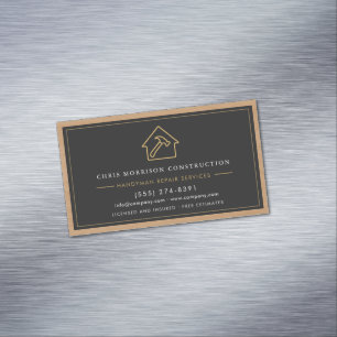 Aimant de carte de visite en bois QR Code Construc