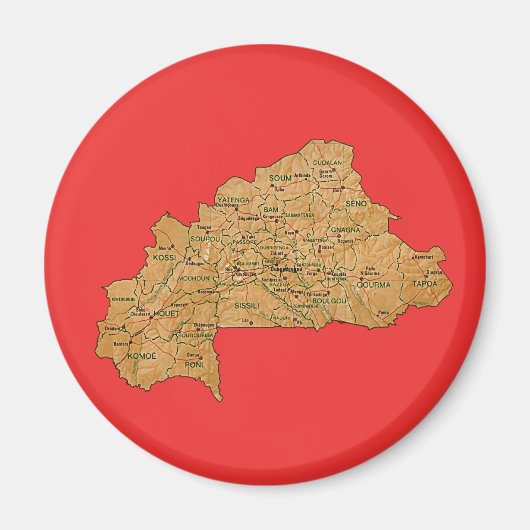 Aimant de carte du Burkina Faso (Devant)