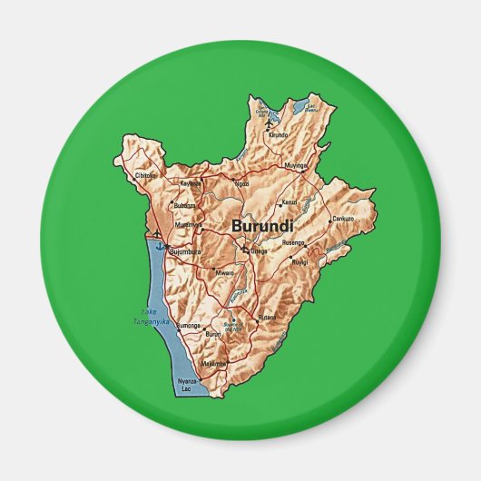 Aimant de carte du Burundi (Devant)