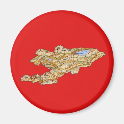 Aimant de carte du Kirghizistan (Devant)