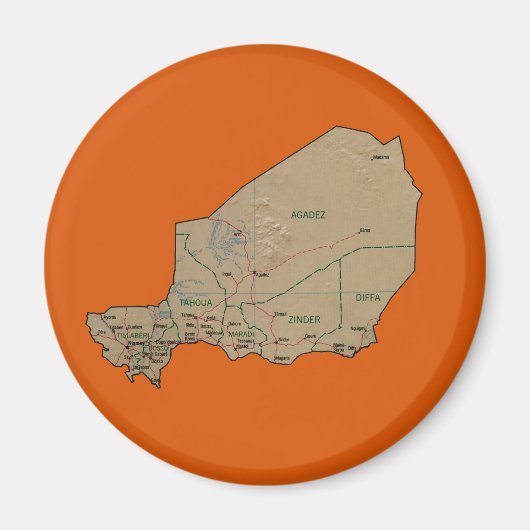 Aimant de carte du Niger (Devant)
