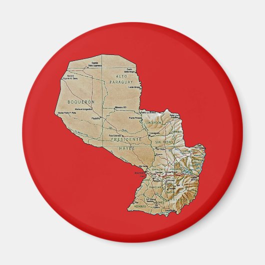 Aimant de carte du Paraguay (Devant)
