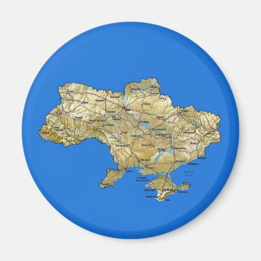 Aimant de carte d'Ukraine (Devant)
