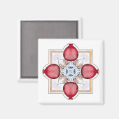 Aimant de chance juif - grenade, hamsa, ail (Recto/Verso)