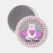 Aimant de chat cardiaque plaid (Recto/Verso)