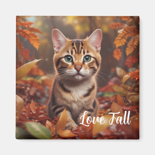 Aimant de chat d'automne (Devant)
