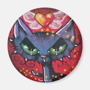 Aimant de chat de coeur