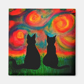 Aimant de chat en silhouette coloré (Devant)