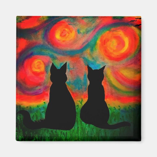 Aimant de chat en silhouette coloré (Devant)