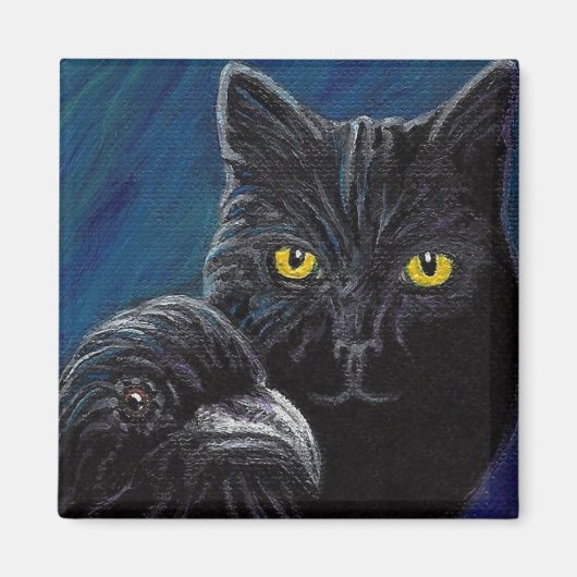 Aimant de chat et corbeau de Poe (Devant)