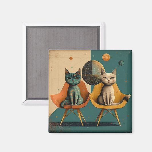 Aimant de chat moderne du milieu du siècle (Recto/Verso)