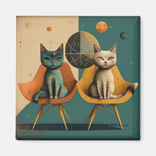 Aimant de chat moderne du milieu du siècle