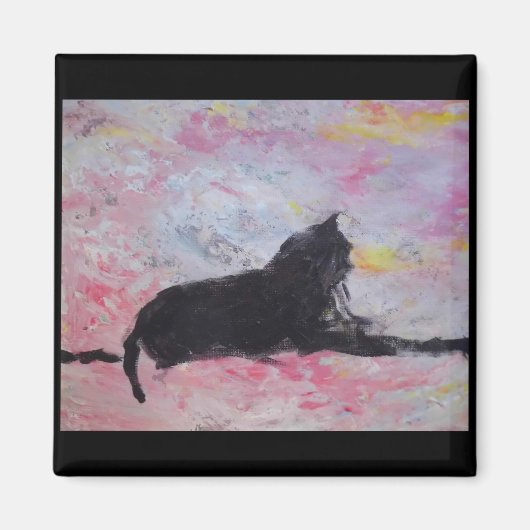 Aimant de chat noir (Devant)
