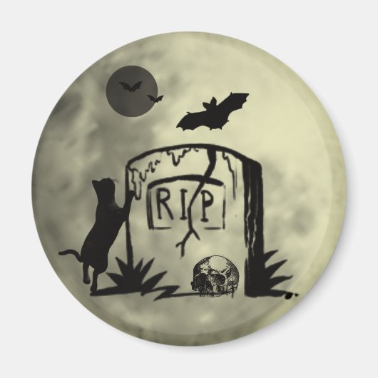 Aimant de chat noir en jeu (Devant)