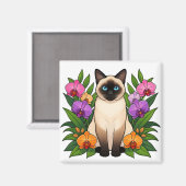 aimant de chat siamois tropical (Recto/Verso)