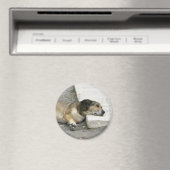 Aimant de chien fatigué, personnaliser (In Situ (Lave-vaisselle))