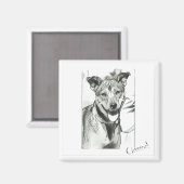 Aimant de chien souriant 'fromage' (Recto/Verso)