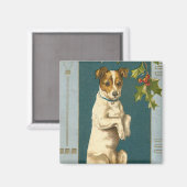 Aimant de chien vintage pour les fêtes (Recto/Verso)