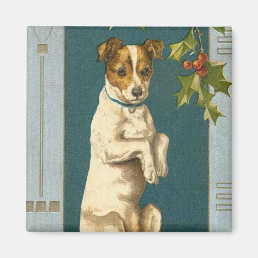 Aimant de chien vintage pour les fêtes (Devant)